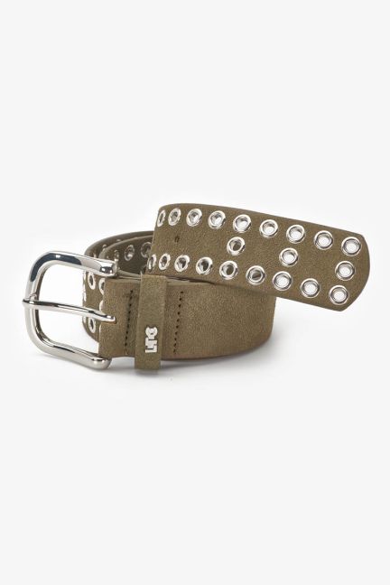 Ceinture Lucia en cuir velours kaki