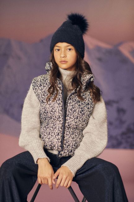 Midnight blue and white floral print Wynagi bodywarmer