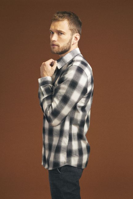 Chemise Nima à carreaux noirs et beige