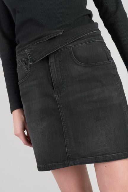 Faded black denim Callas short skirt