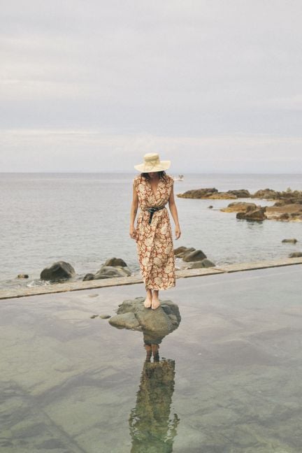 Joubarb dress with ochre floral motif