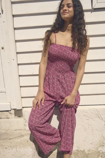 Kassiagi jumpsuit with a fuchsia floral pattern