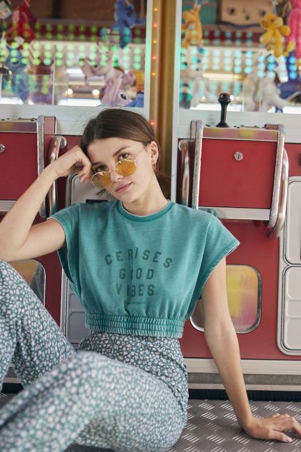 Mint green Naellegi cropped sweatshirt