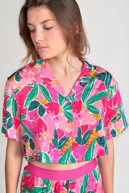 Fuchsia patterned Saugegi shirt