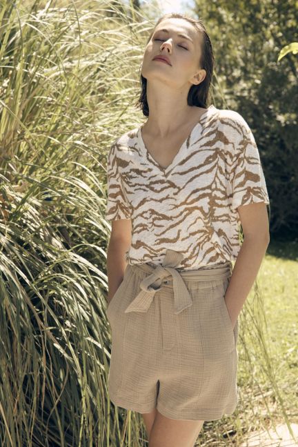  Houx sand beige shorts in cotton gauze