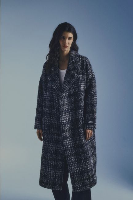 Aklys long coat with check pattern