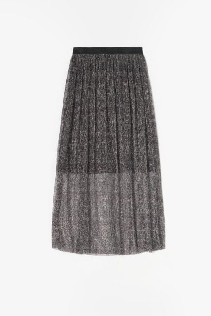 Amousgi long skirt with silver iridescent animal motif
