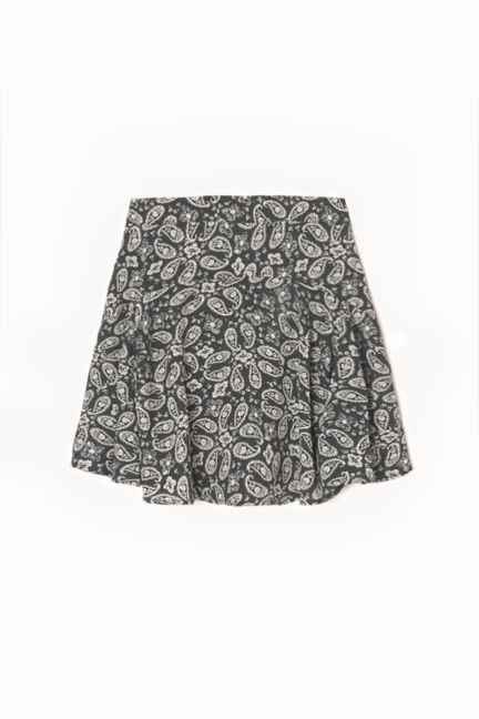 Nonagi short-skirt with green and white paisley pattern