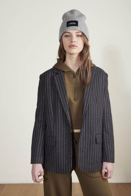 Tilingi black striped blazer jacket