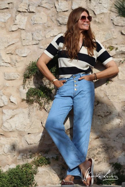 James 400/60 girlfriend by Véronika Loubry high-waisted jeans in blue tencel