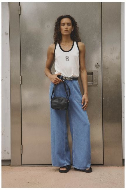 Jeans tencel wide leg Victoria high waist blue