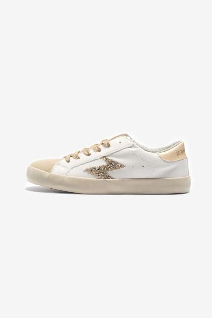 White Soho trainers with gold glitter