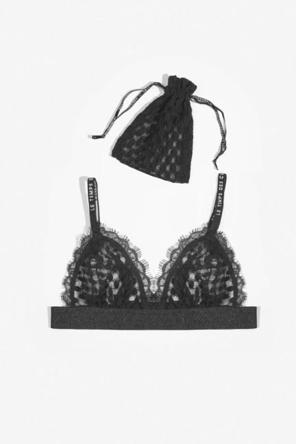 Sage triangle bra with black lace
