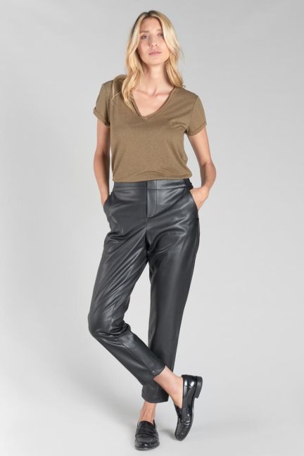 Black faux leather Mineta trousers