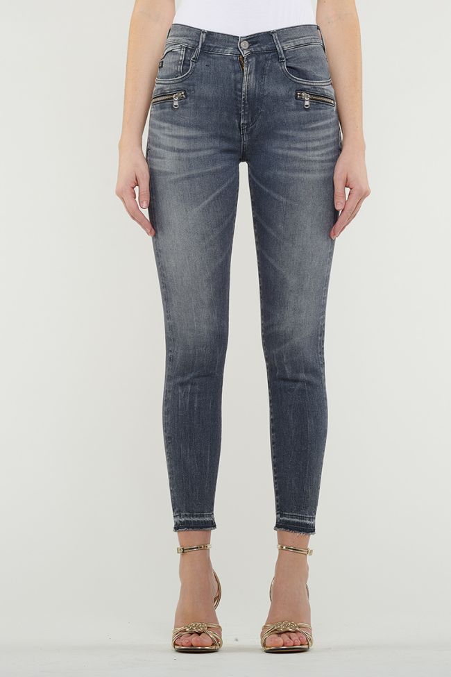 Grey Power Skinny High Waisted Jeans 7/8th
