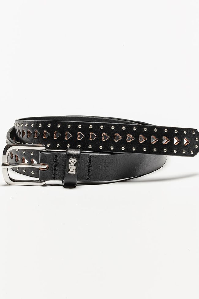 Black heart leather belt