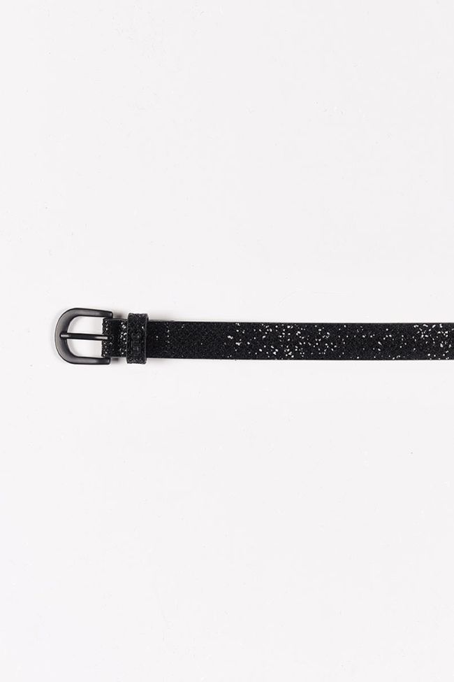 Pailful belt in black leather