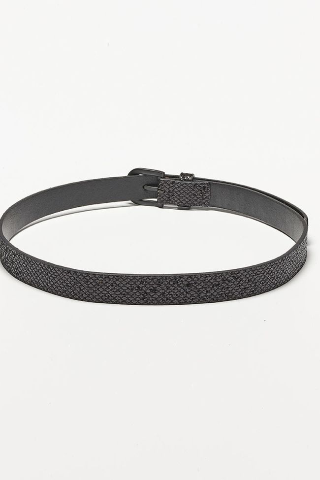 Pailful belt in black leather