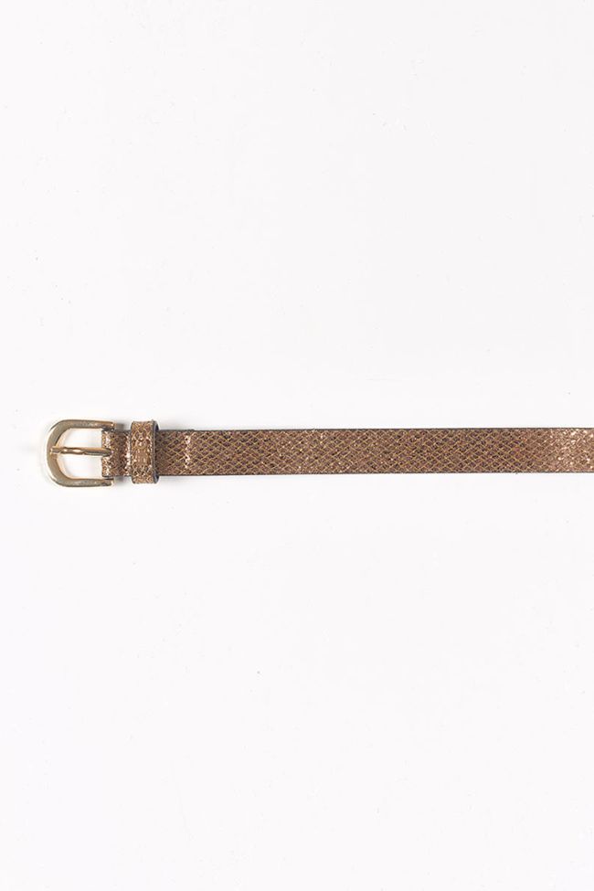 Pailful belt in golden leather