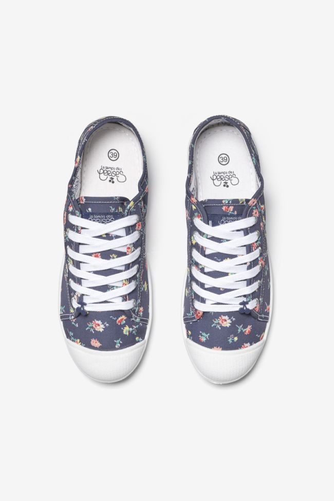 Navy blue Basic trainers with floral pattern