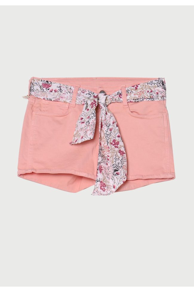 Peach denim shorts