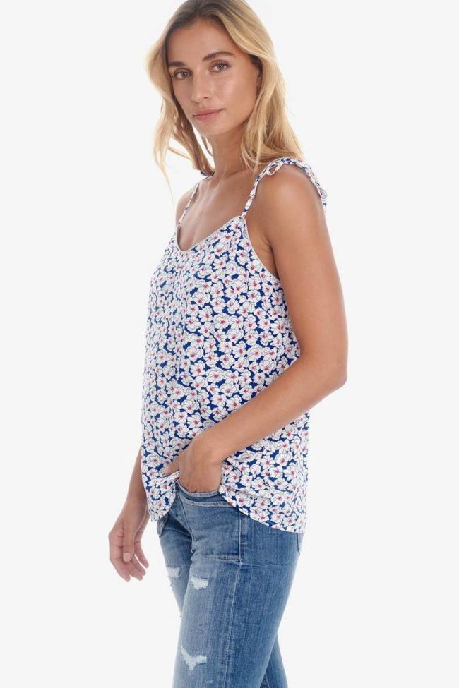 Blue and white floral pattern Melilla tank top