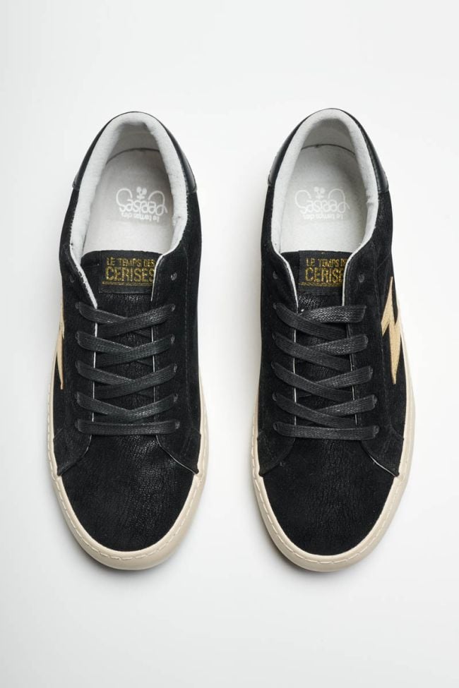 Black Soho sneakers with gold lightning flash