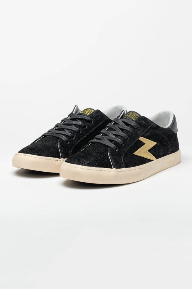 Black Soho sneakers with gold lightning flash