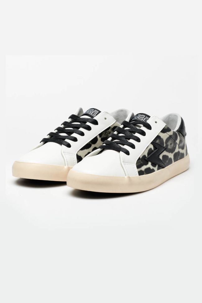 Soho sneakers with black and white leopard print