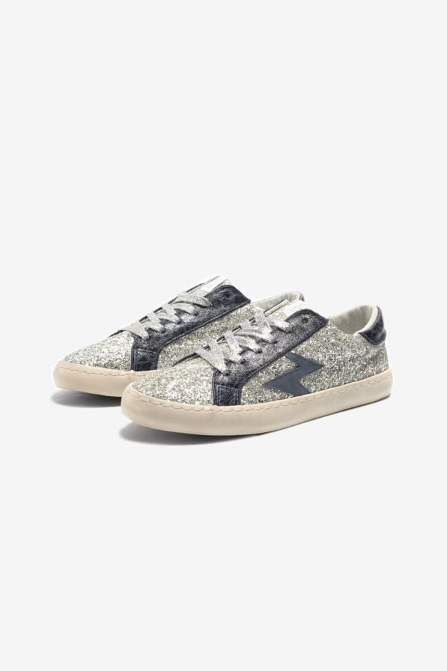 Blue Soho trainers with silver glitter