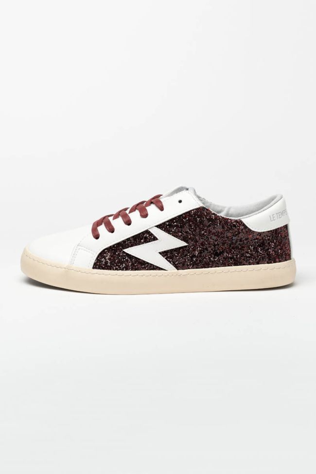 White Soho sneakers with burgundy sequins