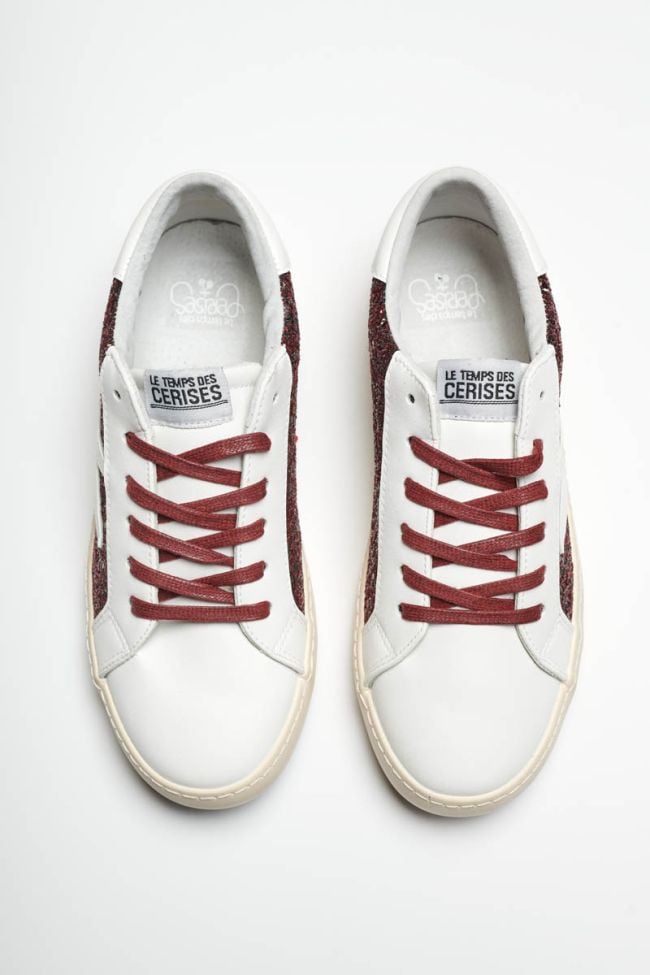 White Soho sneakers with burgundy sequins