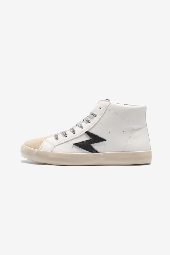 White high-top Soho trainers with black flash