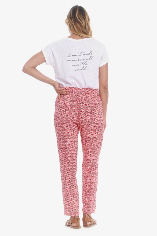 Red leaf pattern Burgos trousers