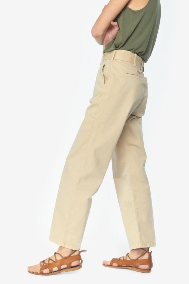Beige Serena high waisted chino trousers