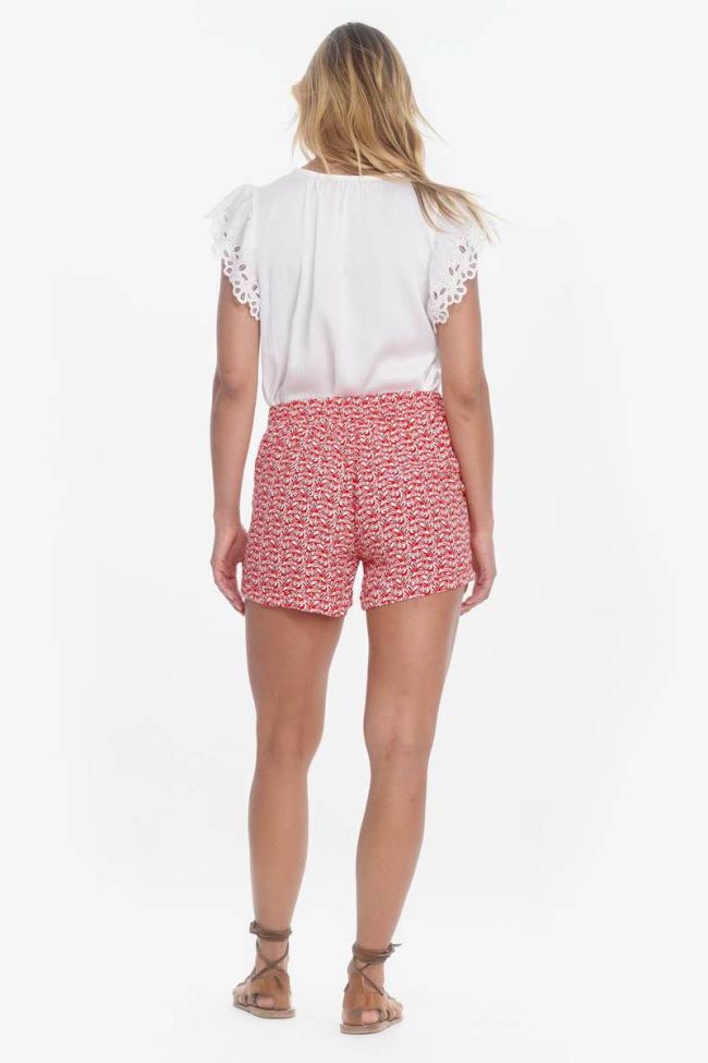 Red Vetta shorts with leaf pattern