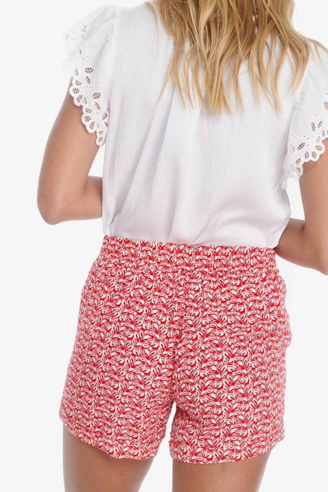 Red Vetta shorts with leaf pattern