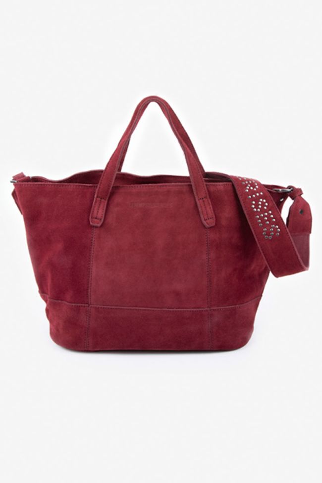Burgundy suede leather Astier bag