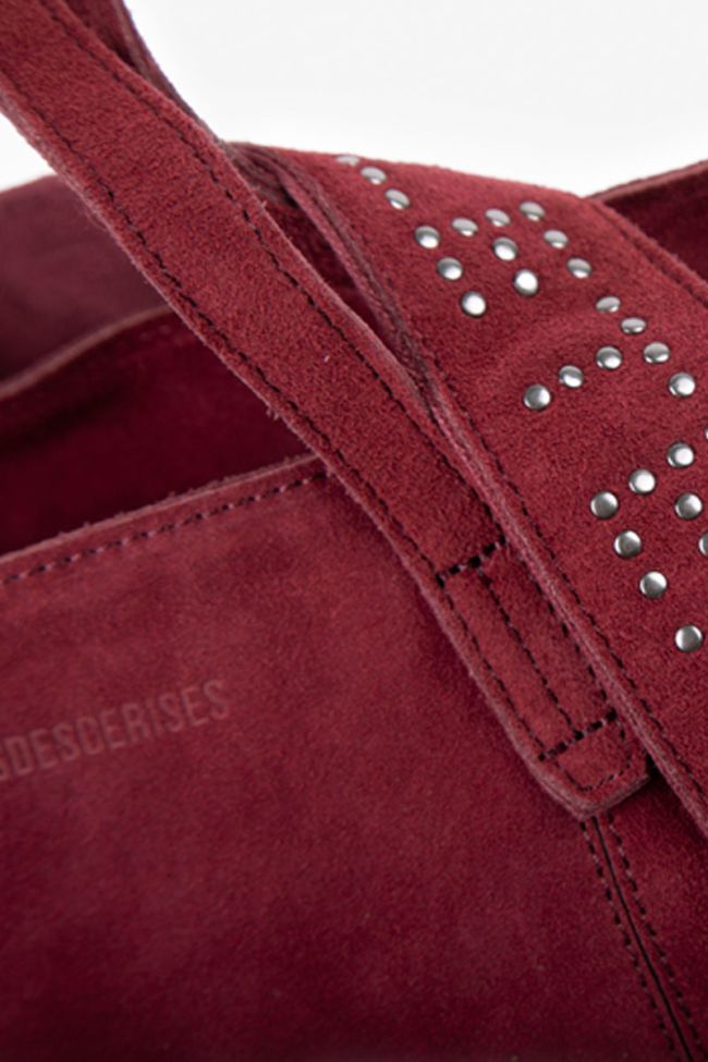 Burgundy suede leather Astier bag