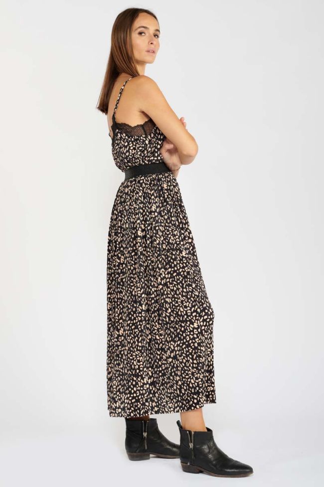 Chrystal long leopard print skirt