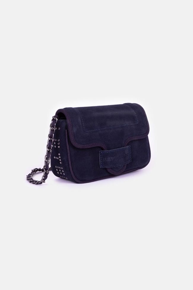 Midnight blue Klelia suede leather bag