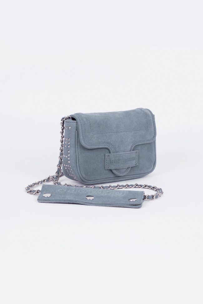Blue grey Klelia suede leather bag