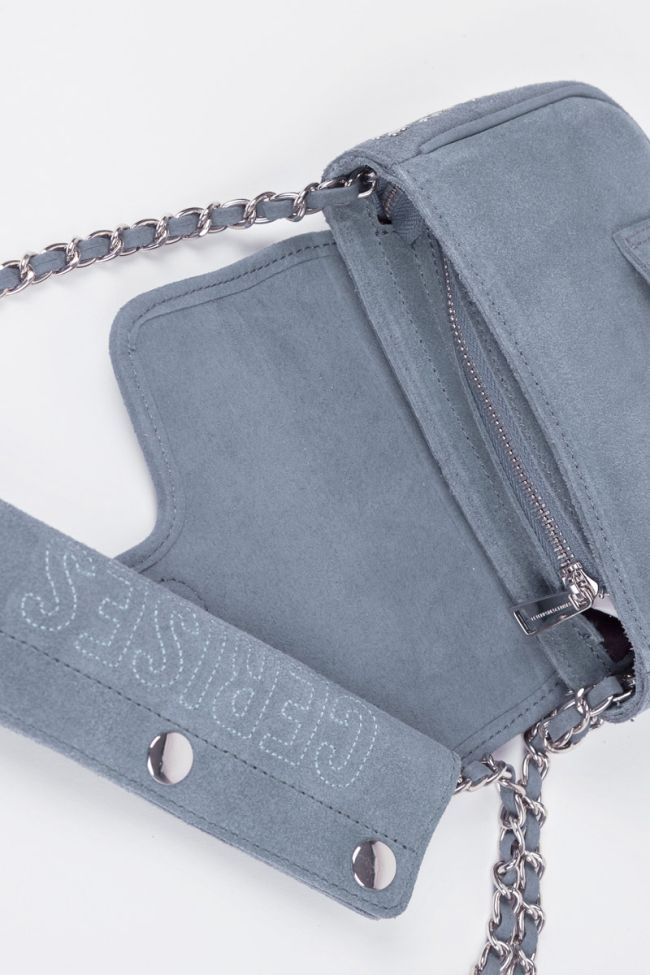 Blue grey Klelia suede leather bag