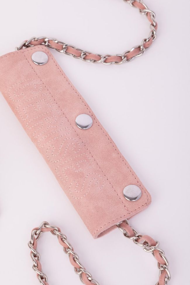 Powdery pink Klelia suede leather bag