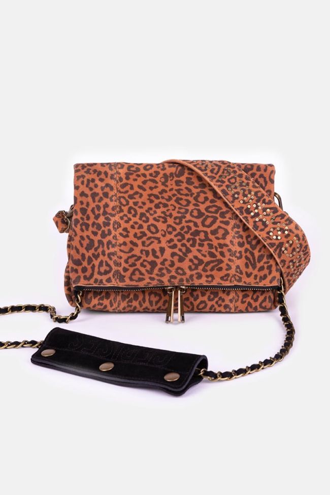 Leopard Leter suede leather bag