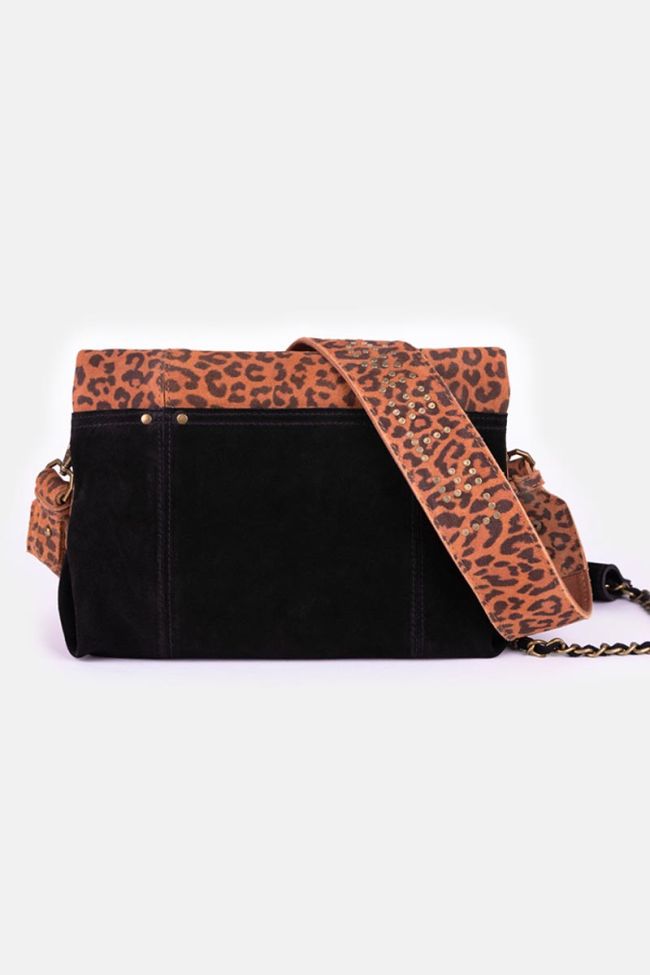 Leopard Leter suede leather bag