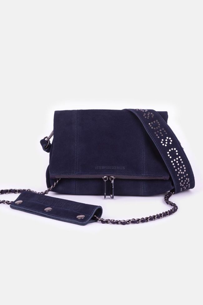 Midnight blue Leter suede leather bag