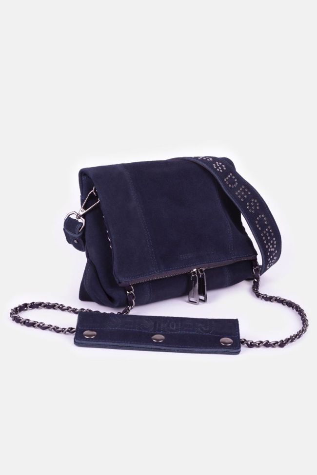 Midnight blue Leter suede leather bag