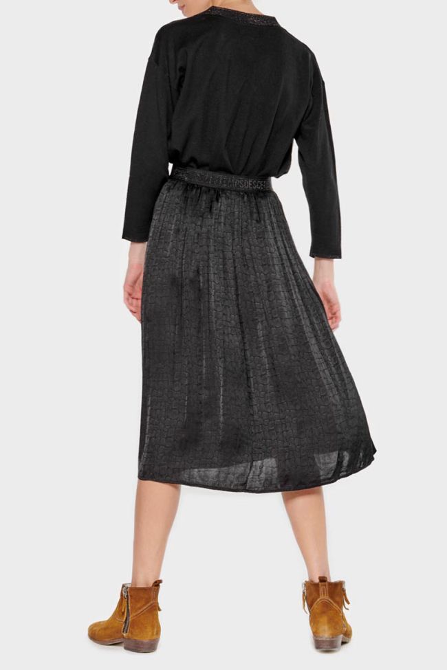 Black jacquard crocodile print Mitha skirt