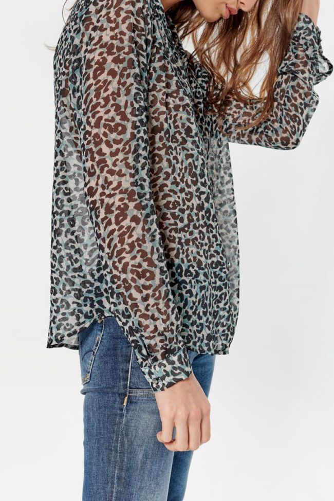 Blue leopard Nolan blouse